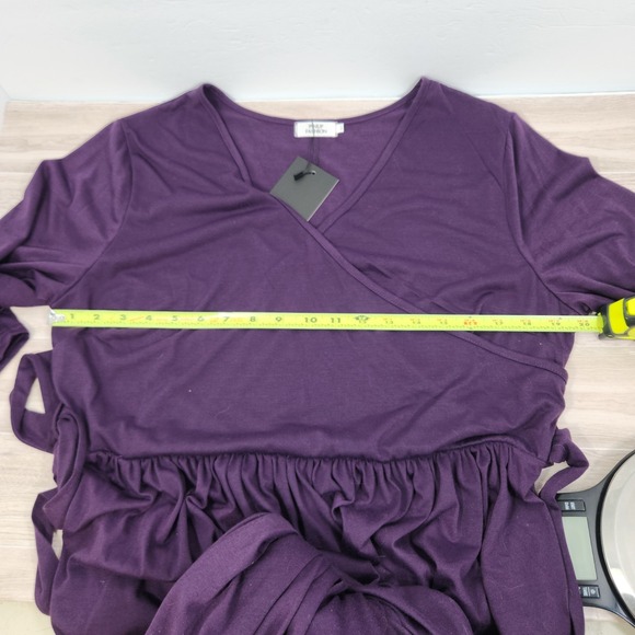 Women's Plus Size Dress 3/4 Sleeve V Neck Maxi Purple Casual Purple **Pockets!! - Picture 7 of 12